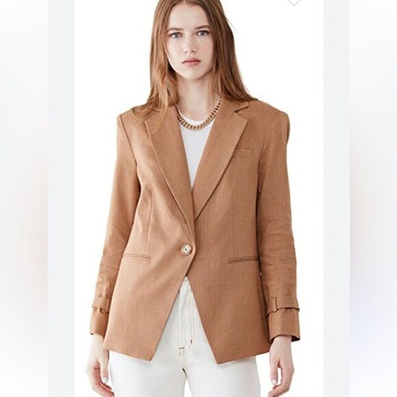 NWT VERONICA BEARD Jacket AMADI Chai Tan Linen Dickey BLAZER Size 6 - Picture 1 of 15
